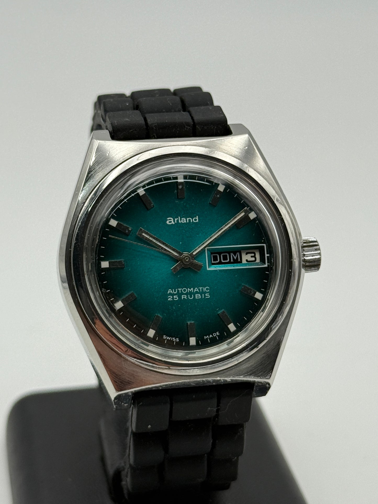 arland diver swiss made automatic vintage steel 37mm