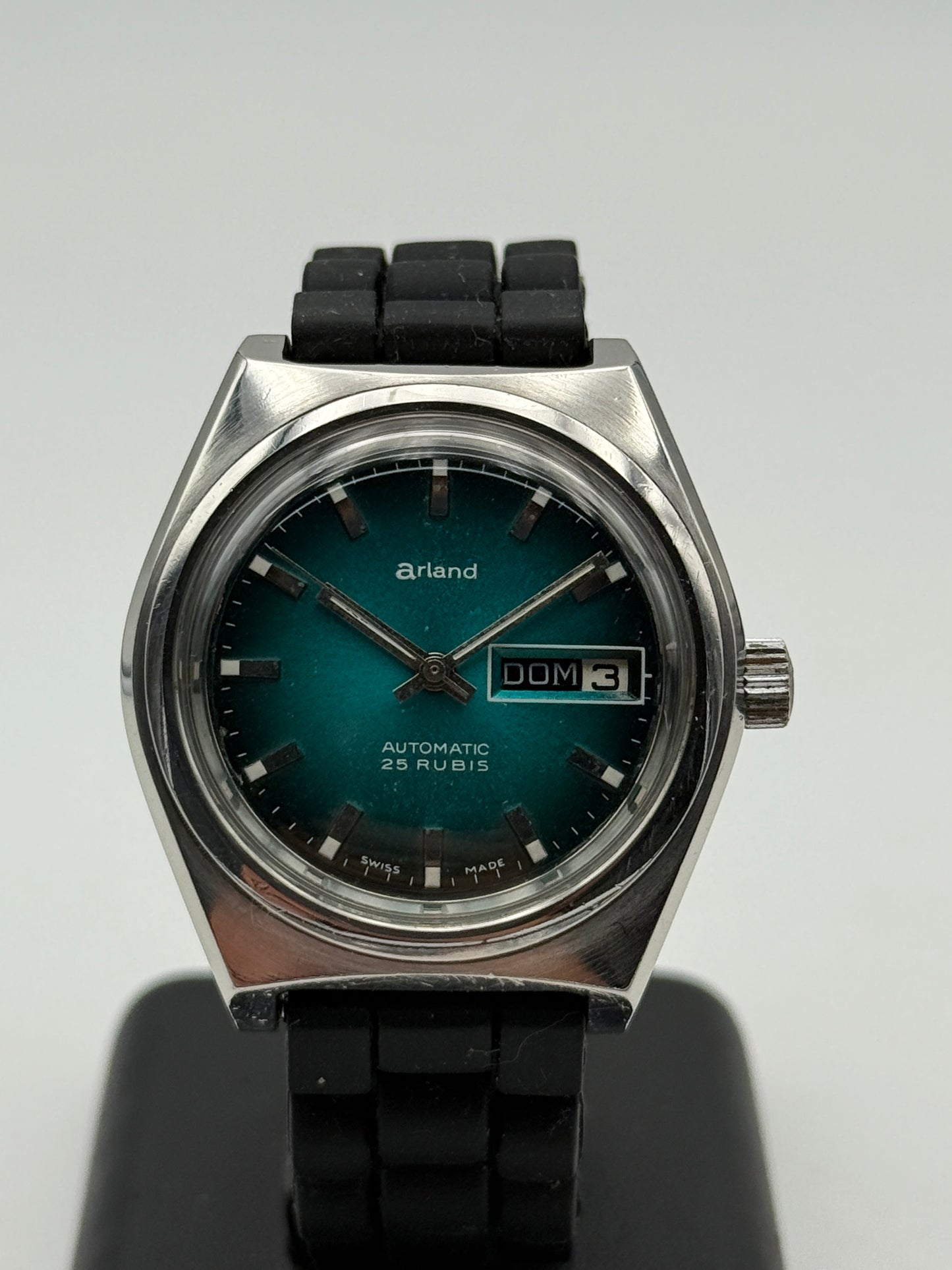 arland diver swiss made automatic vintage steel 37mm