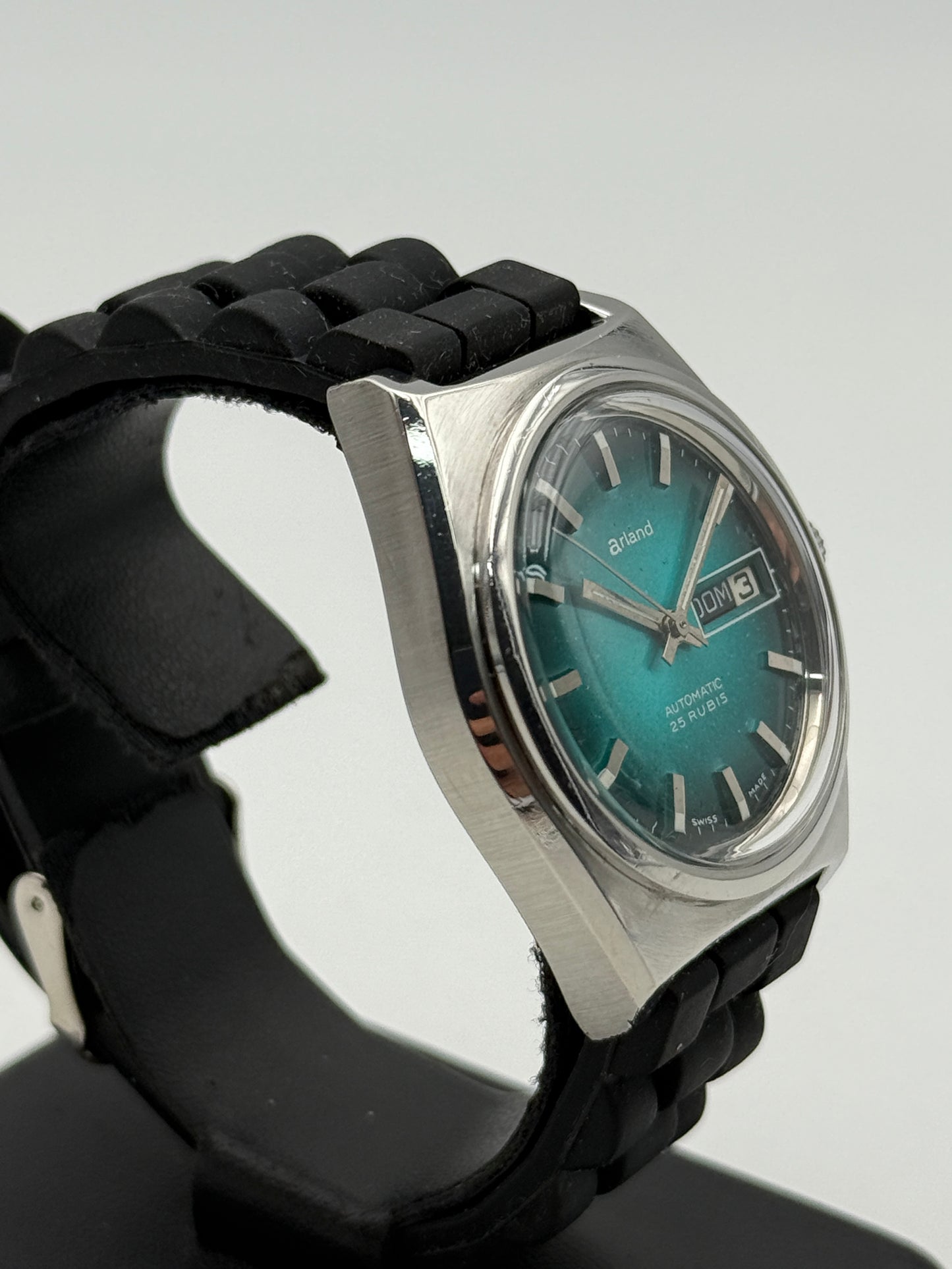 arland diver swiss made automatic vintage steel 37mm