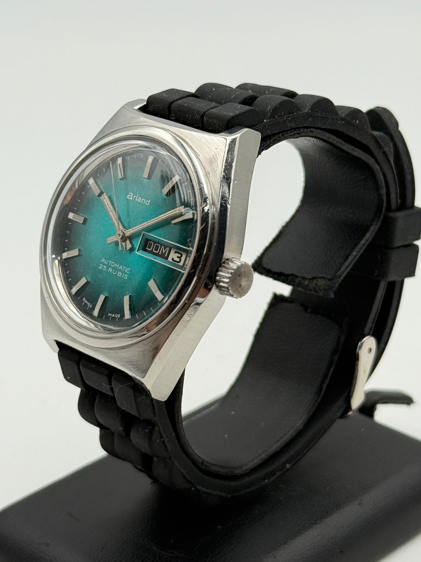 arland diver swiss made automatic vintage steel 37mm