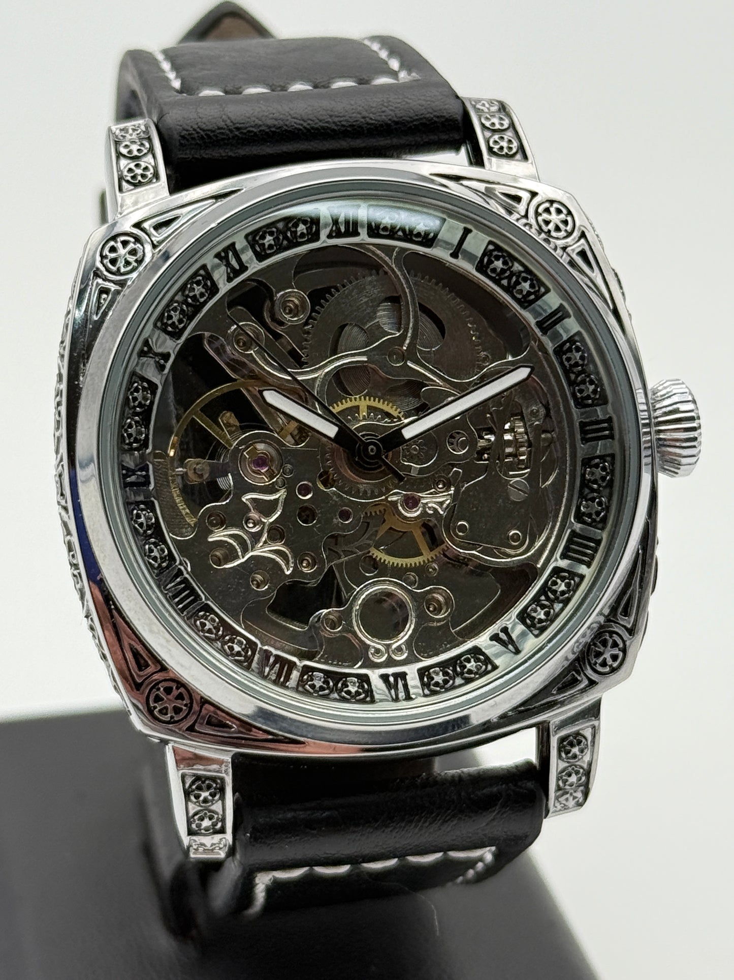 Mechanical skelethon 8071 acciaio 41mm ceselled watch automatic