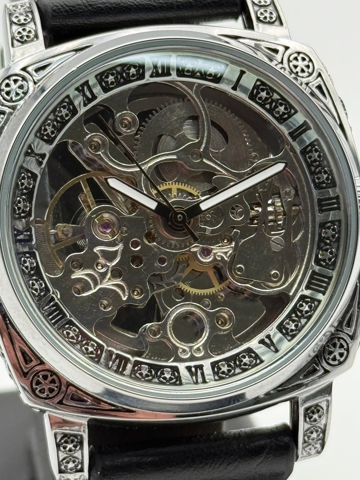 Mechanical skelethon 8071 acciaio 41mm ceselled watch automatic