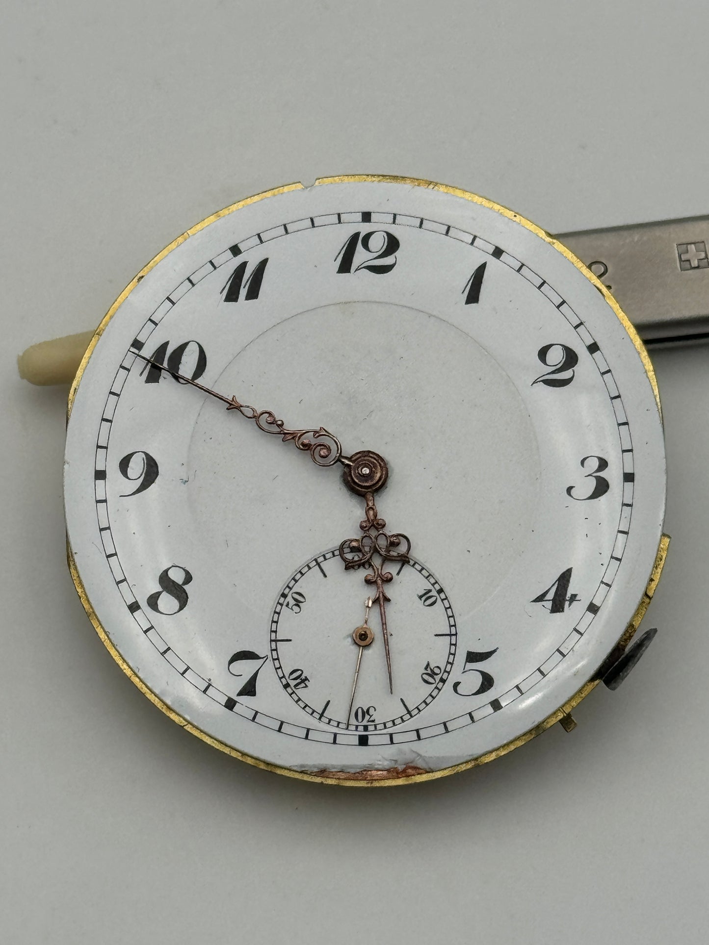 Anonimo pocket watch collo di cigno movement movimento balance wheel ok, bilanciere ok
