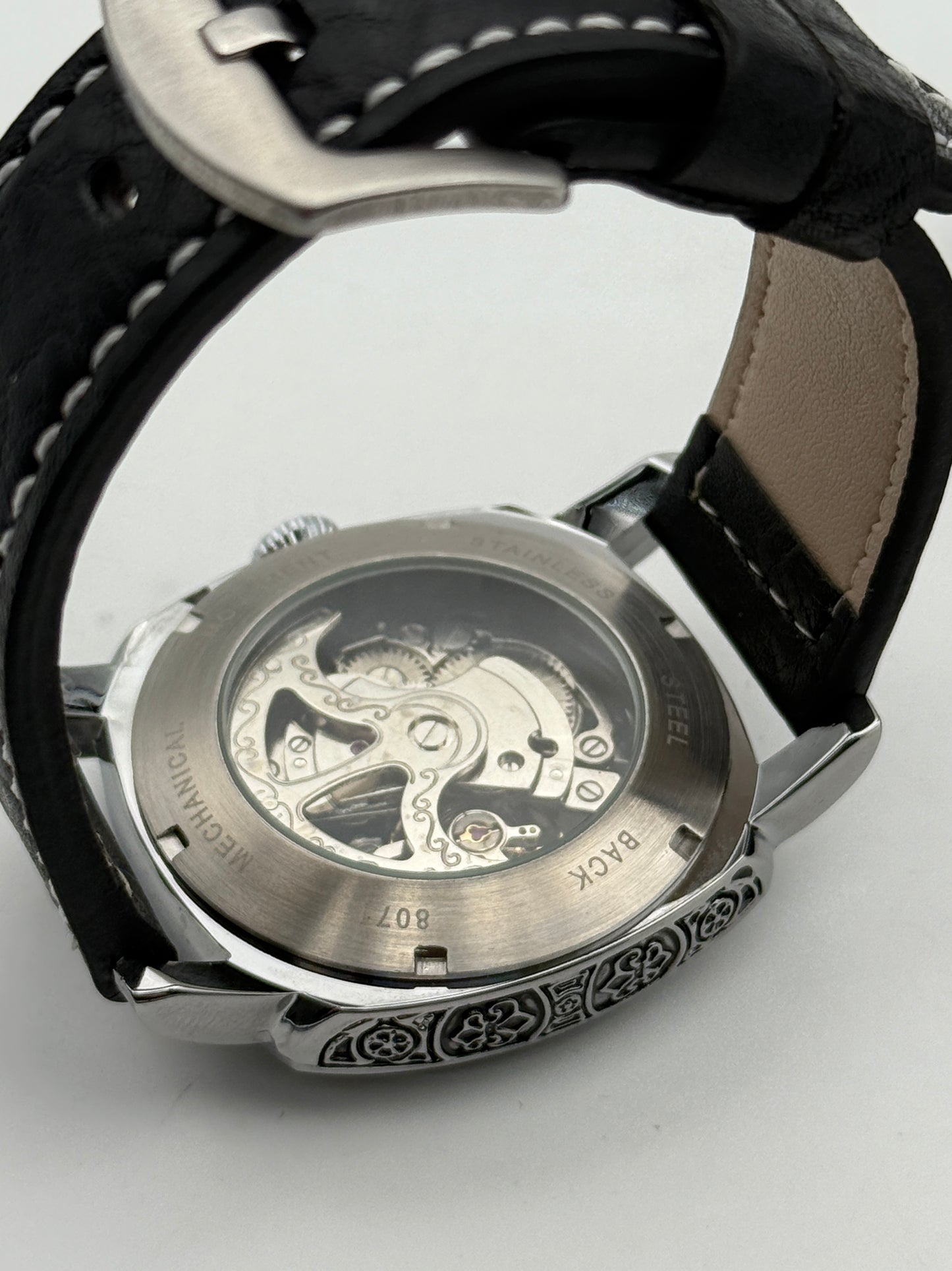 Mechanical skelethon 8071 acciaio 41mm ceselled watch automatic