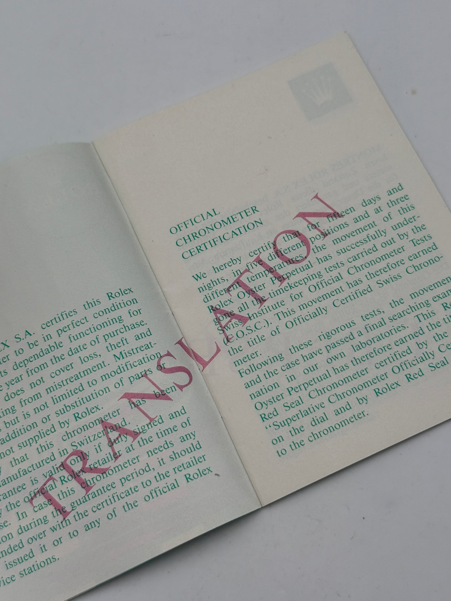 rolex traduction booklet traduzione 556-00-350-2-95 oyster 1995