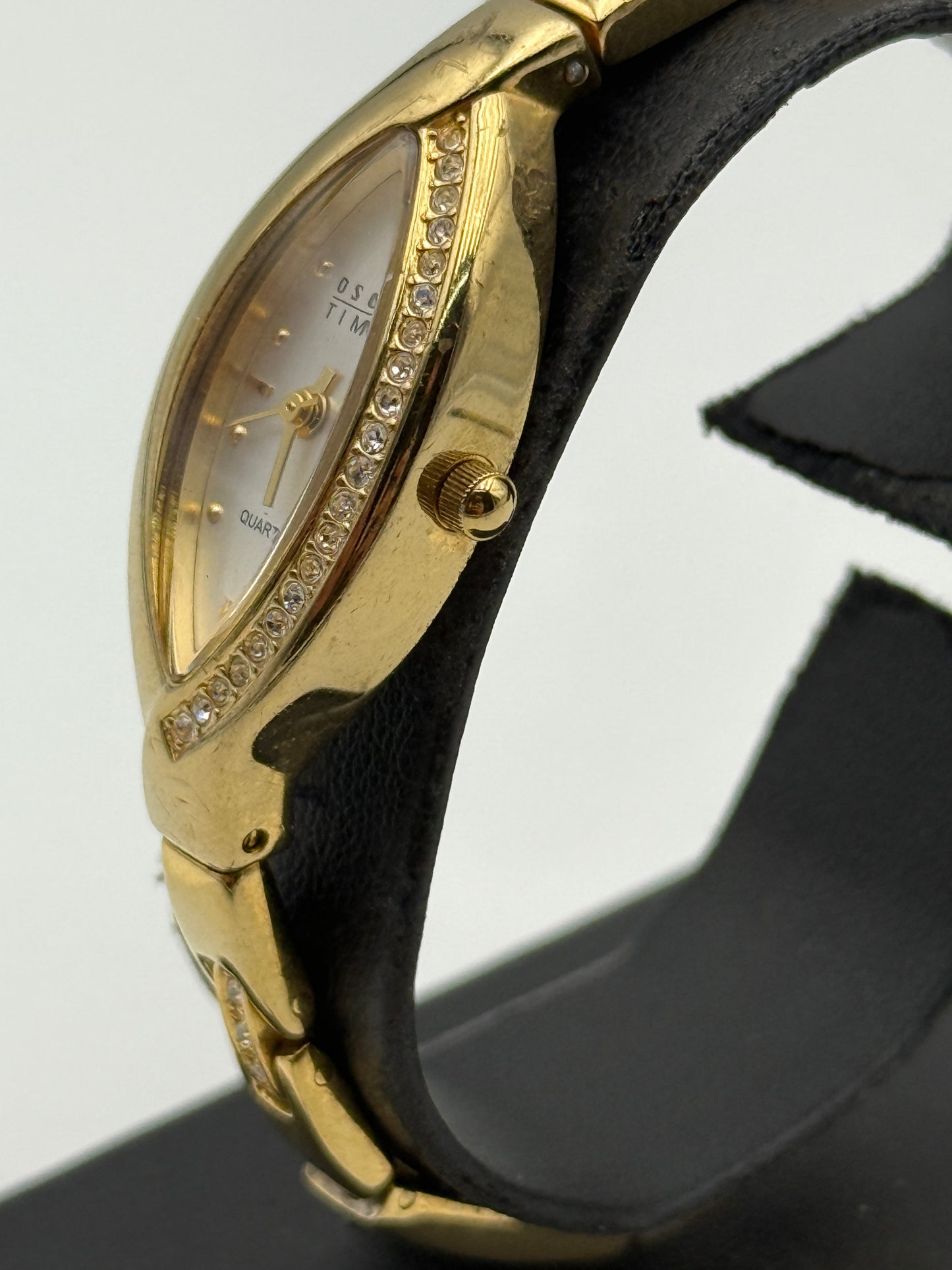osco time quartz watch bracelet gold plated 4059-13 17mm