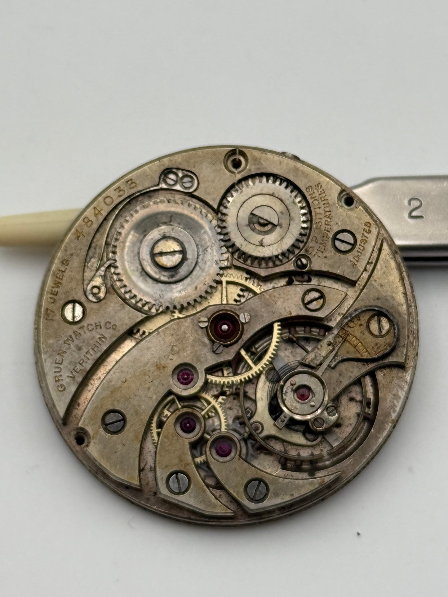 Gruen verithin pocket watch movement movimento 38.5mm