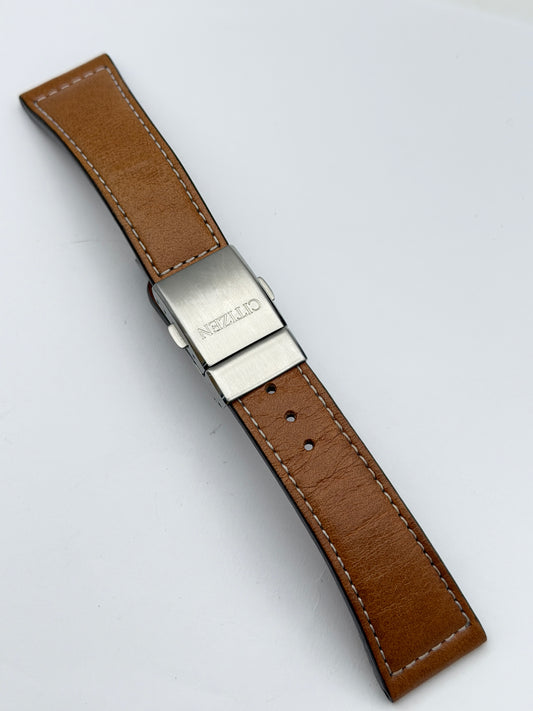 citizen 23mm strap cinturino pelle leather fibbia buckle deployante