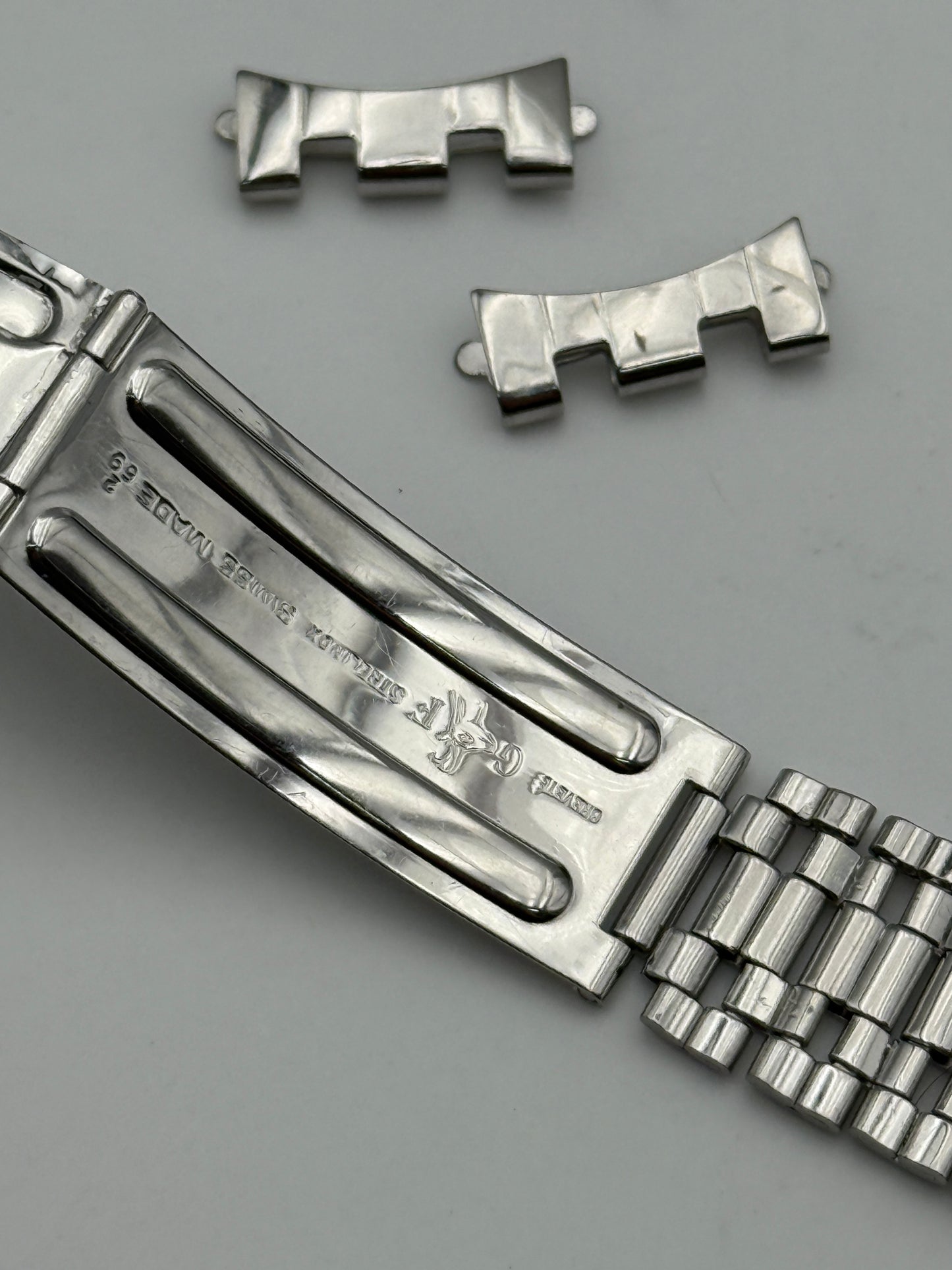 jaeger le coultre memovox gay freres brevetè 2-69 endlink jlm 18mm bracelet  cinturino strap steel acciaio