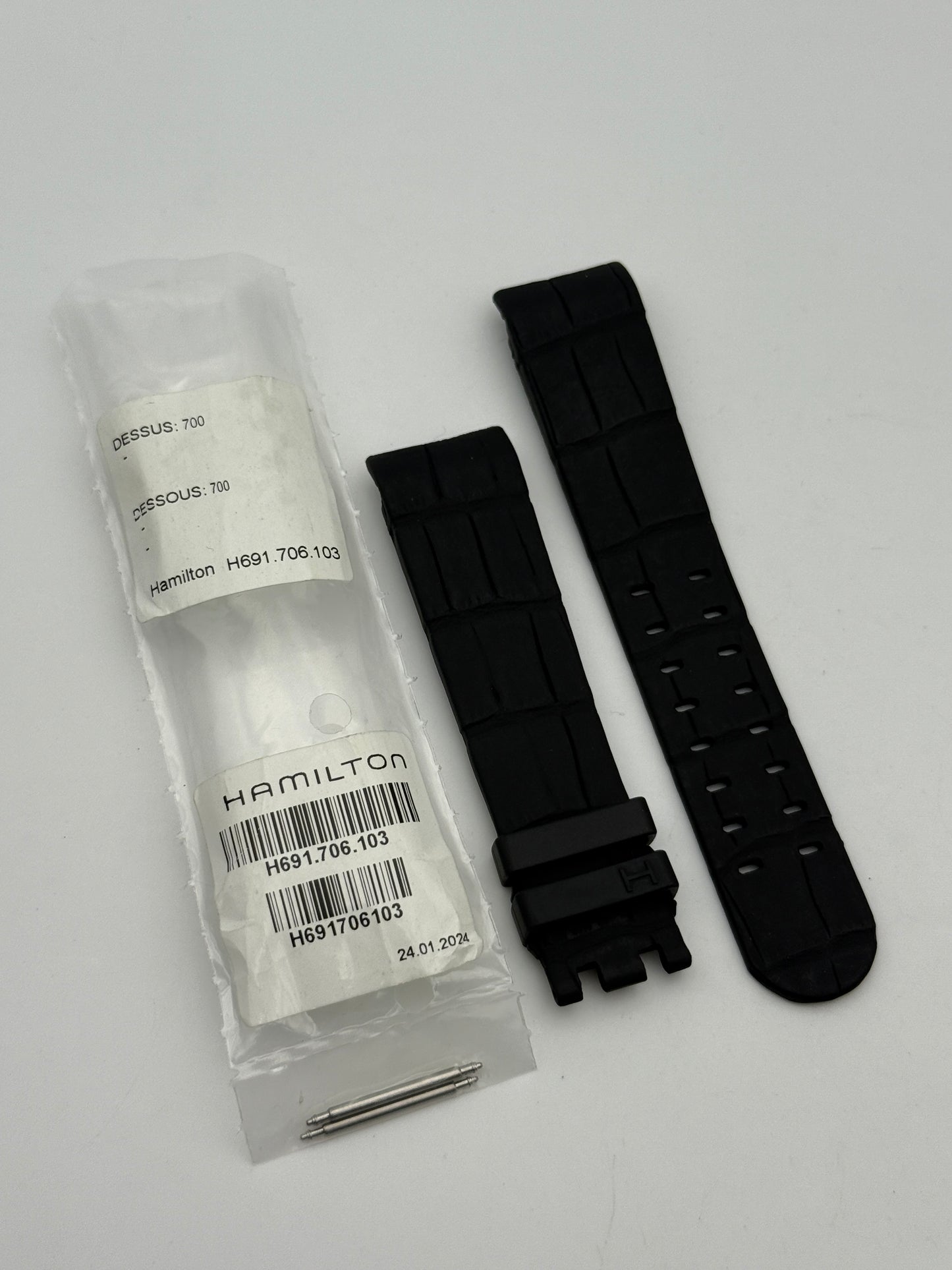 hamilton 22mm h691706103 dessus 700 caucciù cinturino strap gomma