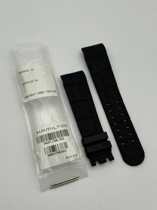 hamilton 22mm h691706103 dessus 700 caucciù cinturino strap gomma