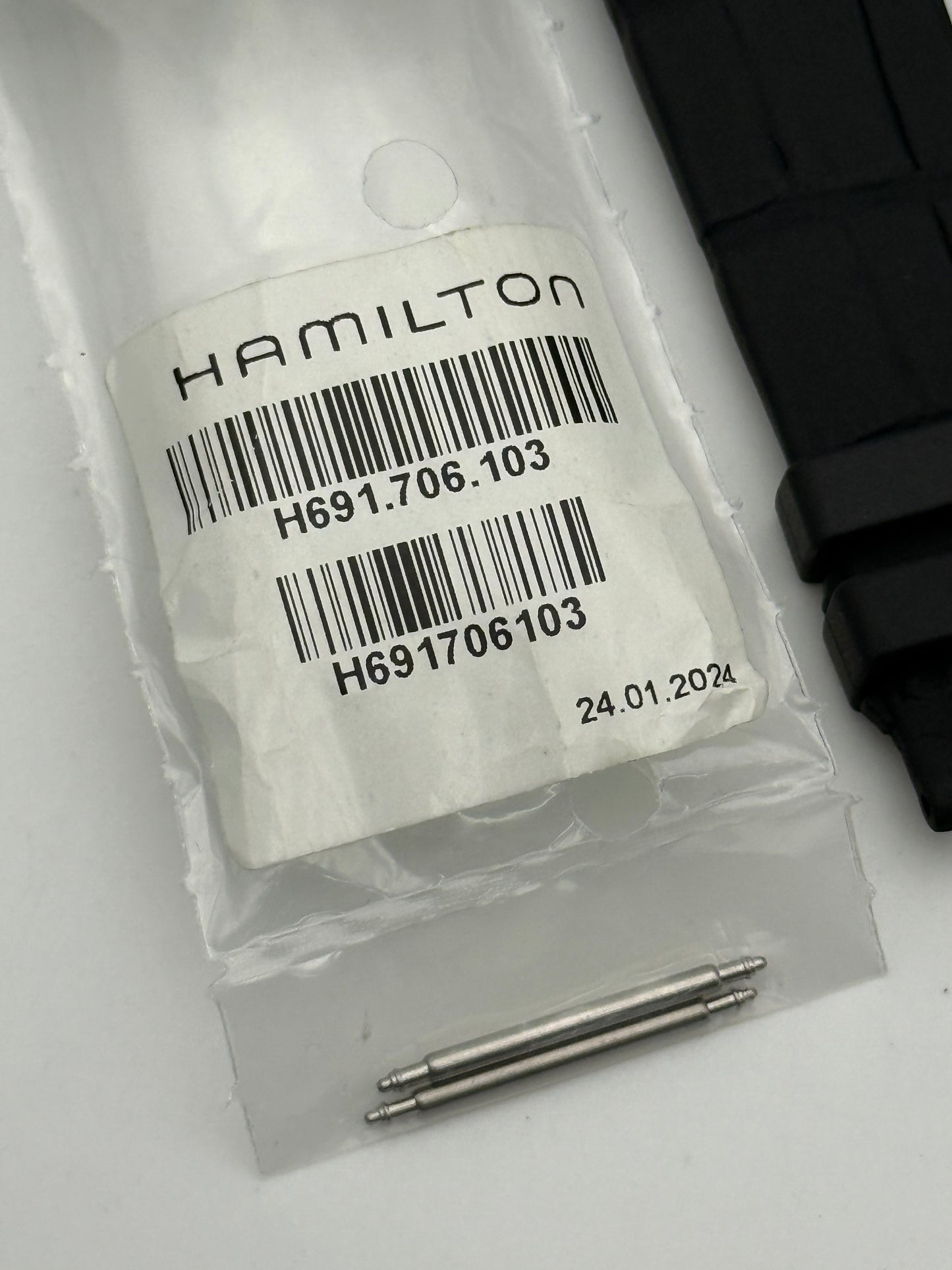 hamilton 22mm h691706103 dessus 700 caucciù cinturino strap gomma