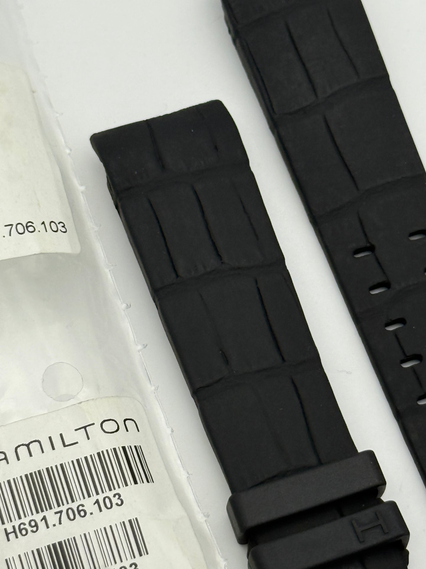 hamilton 22mm h691706103 dessus 700 caucciù cinturino strap gomma