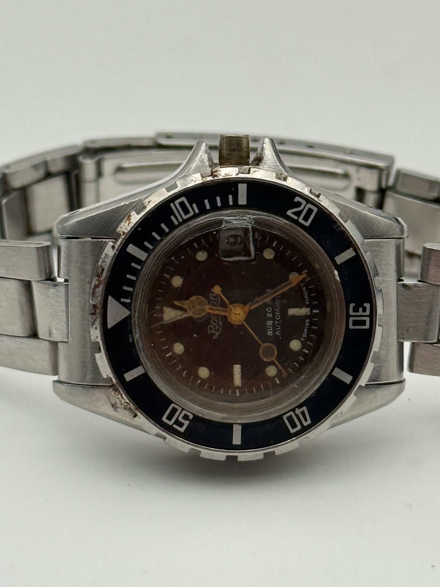 diver vintage sub 20 atm mrp case brevet swiss 31mm