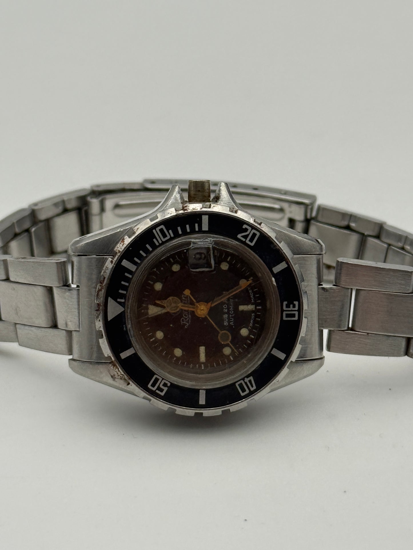 diver vintage sub 20 atm mrp case brevet swiss 31mm