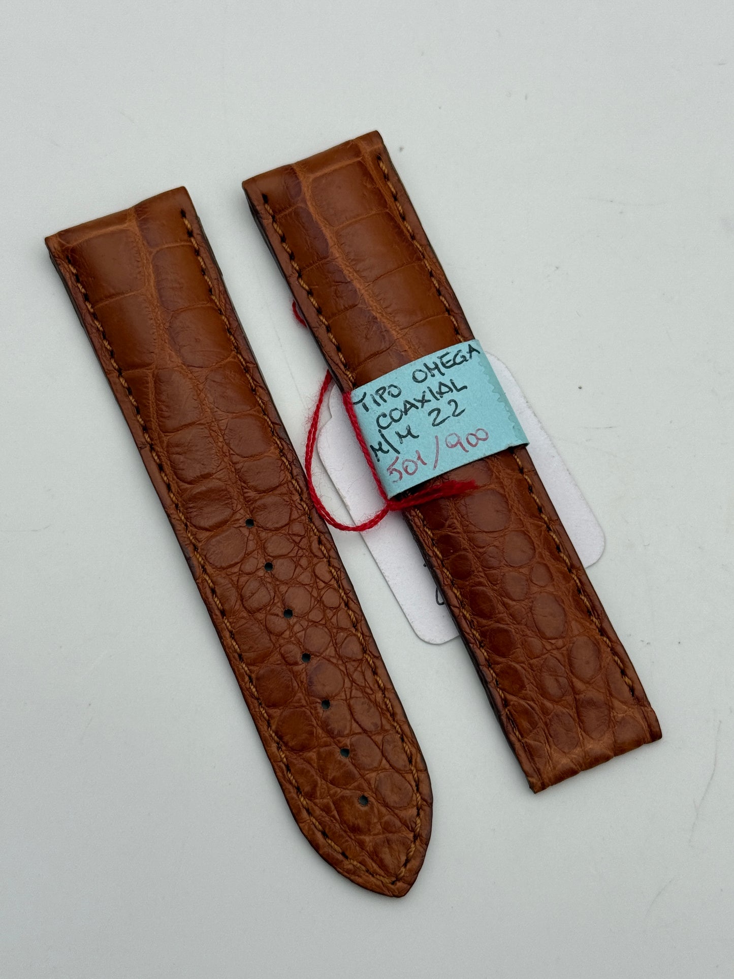 omega co-axial 22-20mm cinturino strap pelle leather  new nuovo