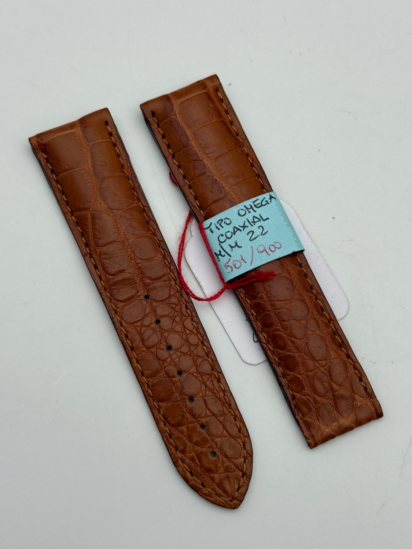 omega co-axial 22-20mm cinturino strap pelle leather  new nuovo