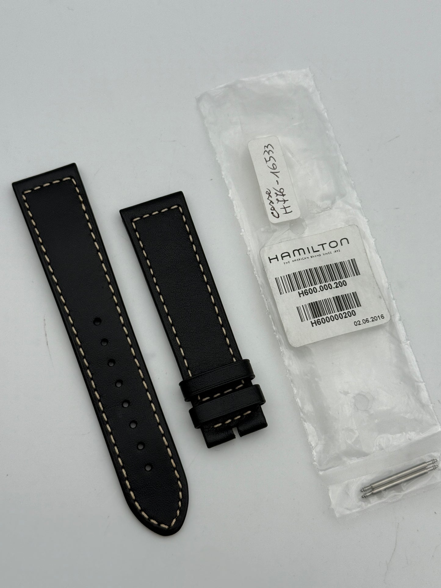 hamilton h776-16533 22mm cinturino strap pelle leather  new nuovo