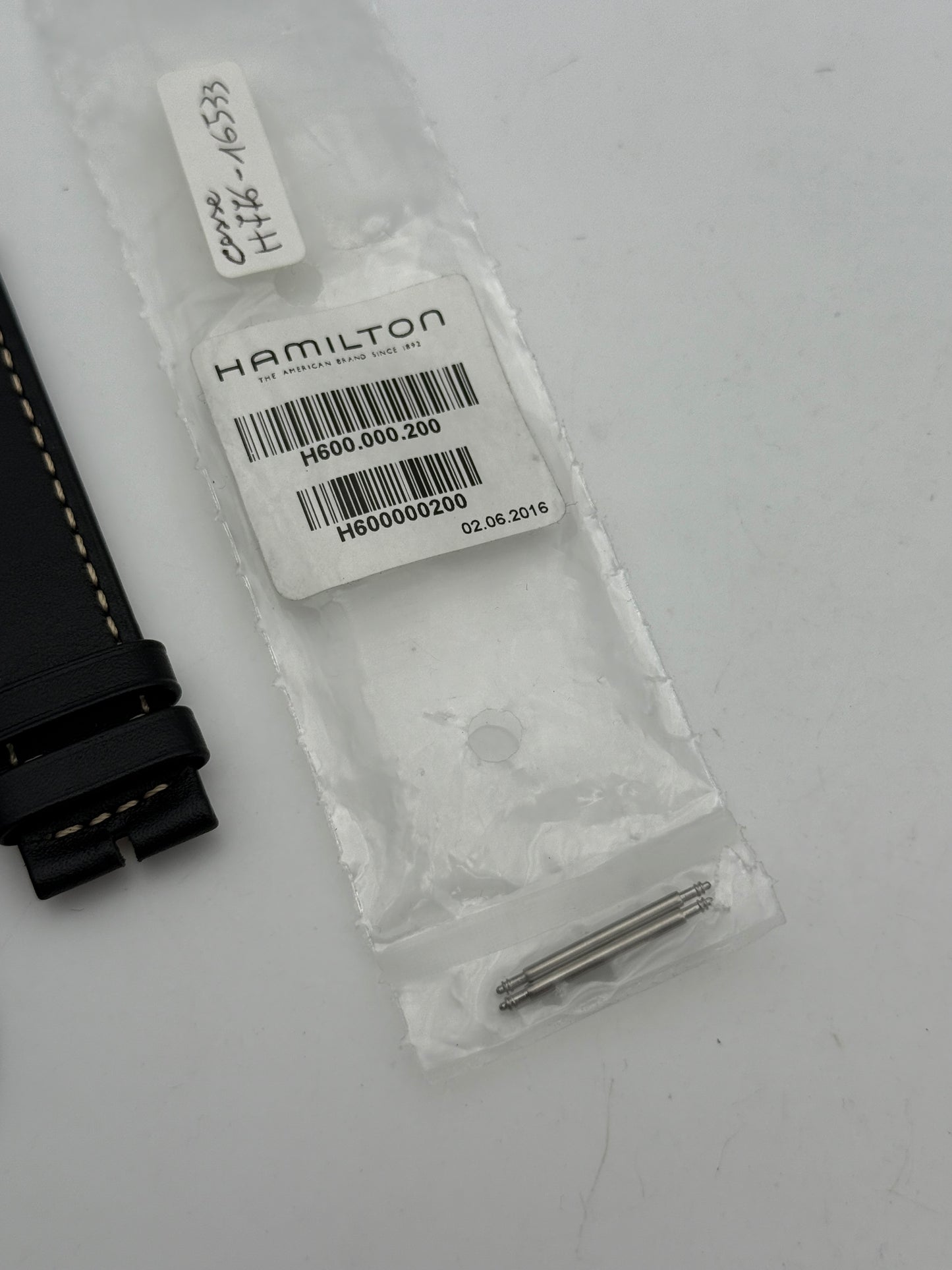hamilton h776-16533 22mm cinturino strap pelle leather  new nuovo