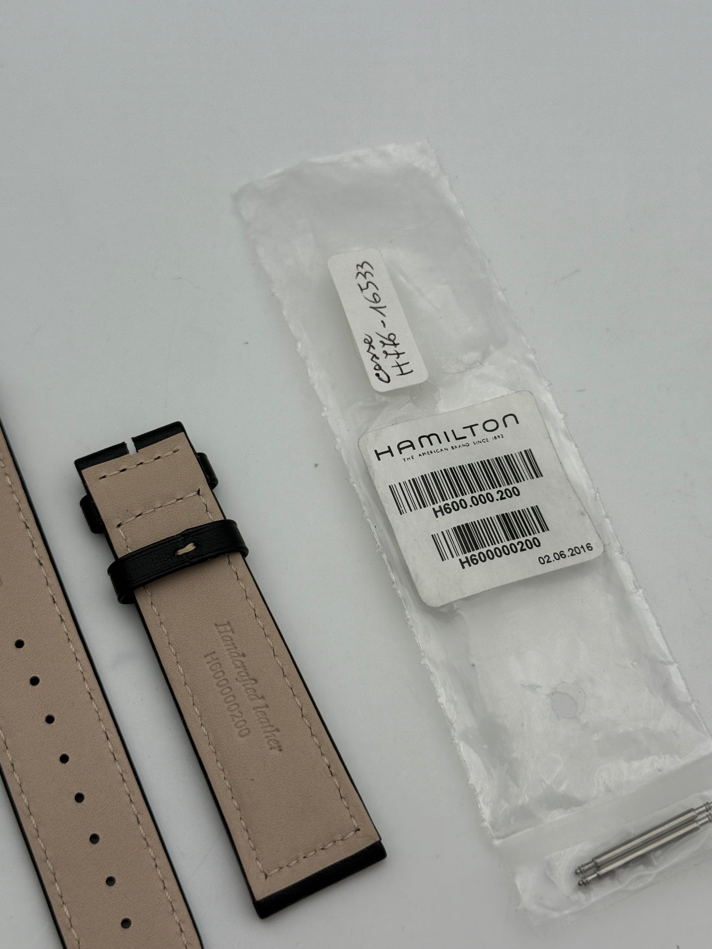 hamilton h776-16533 22mm cinturino strap pelle leather  new nuovo