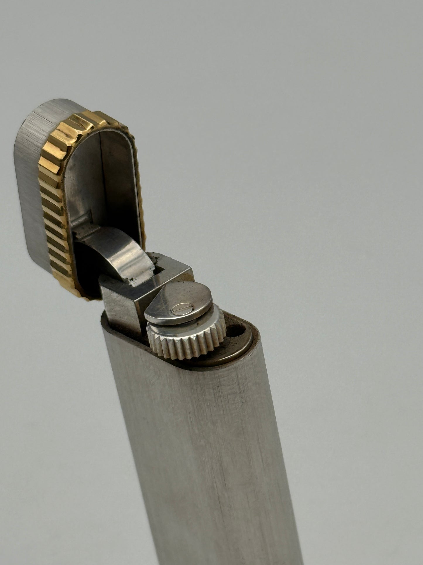 cartier lighter accendino steel-gold