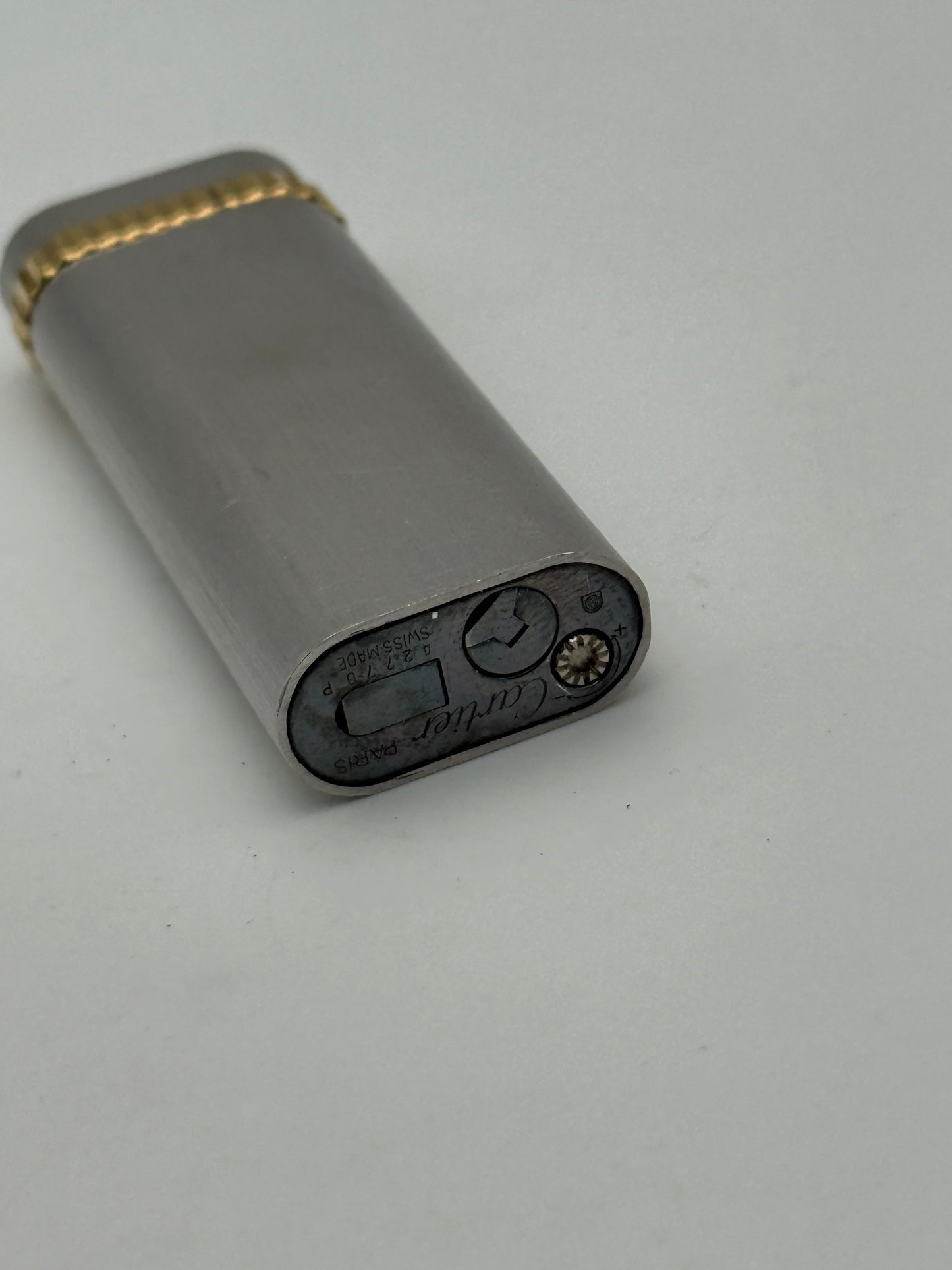 cartier lighter accendino steel-gold