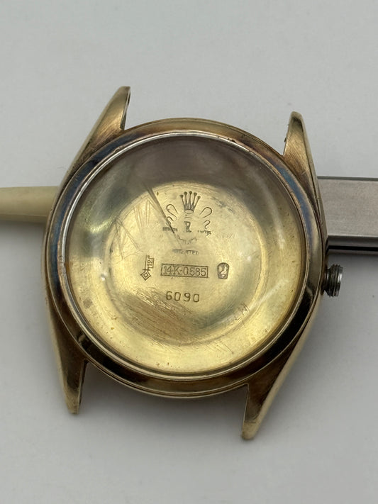 rolex bombay 6090 14kt gold automatic cassa case  34mm