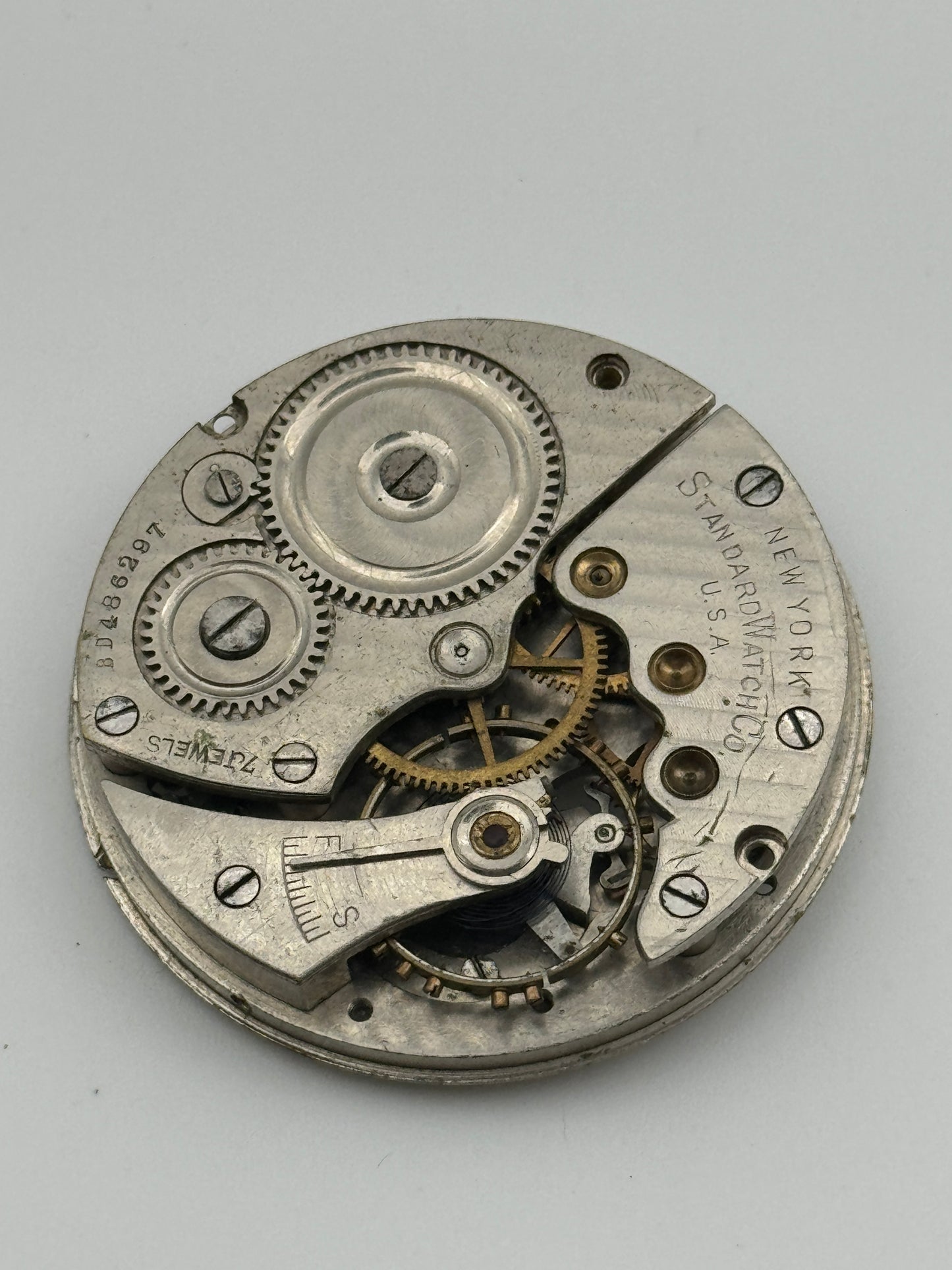 new york standard watch co usa 7 jewels pocket watch movement movimento 42.6mm