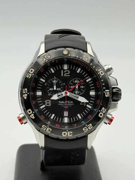 nautica yatching 100mt a45501 swiss made alarm 50mm