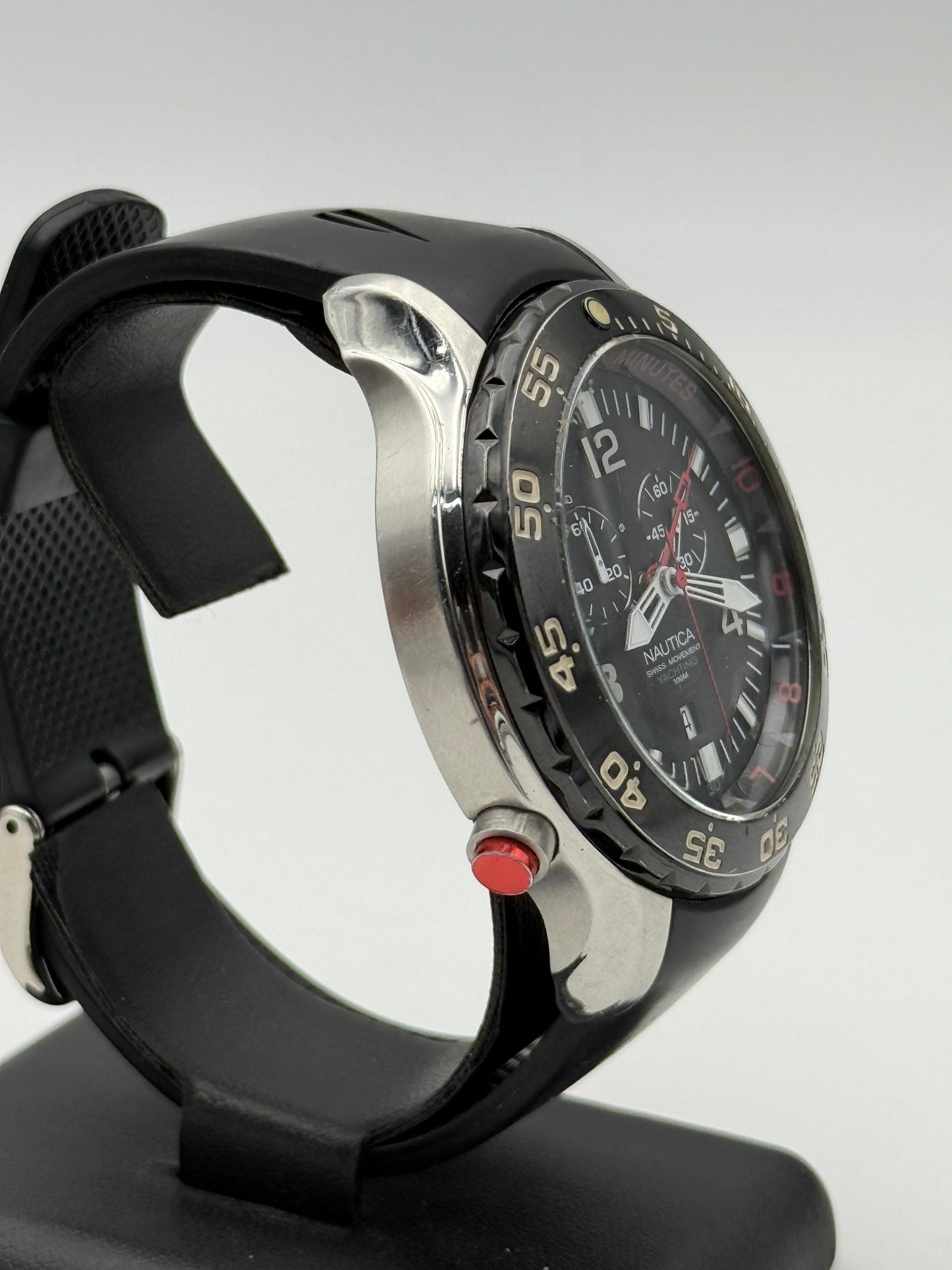 nautica yatching 100mt a45501 swiss made alarm 50mm