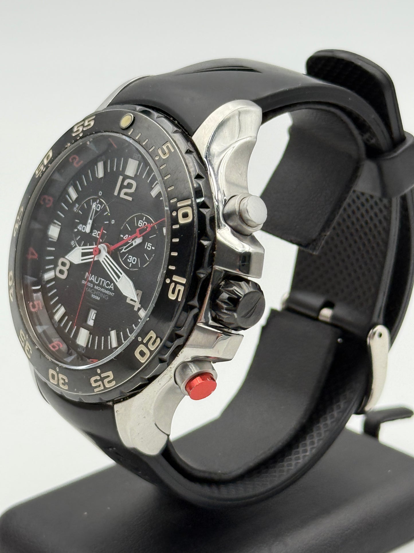 nautica yatching 100mt a45501 swiss made alarm 50mm