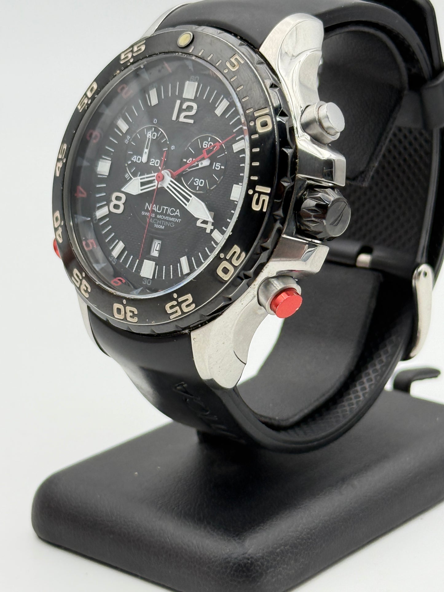 nautica yatching 100mt a45501 swiss made alarm 50mm