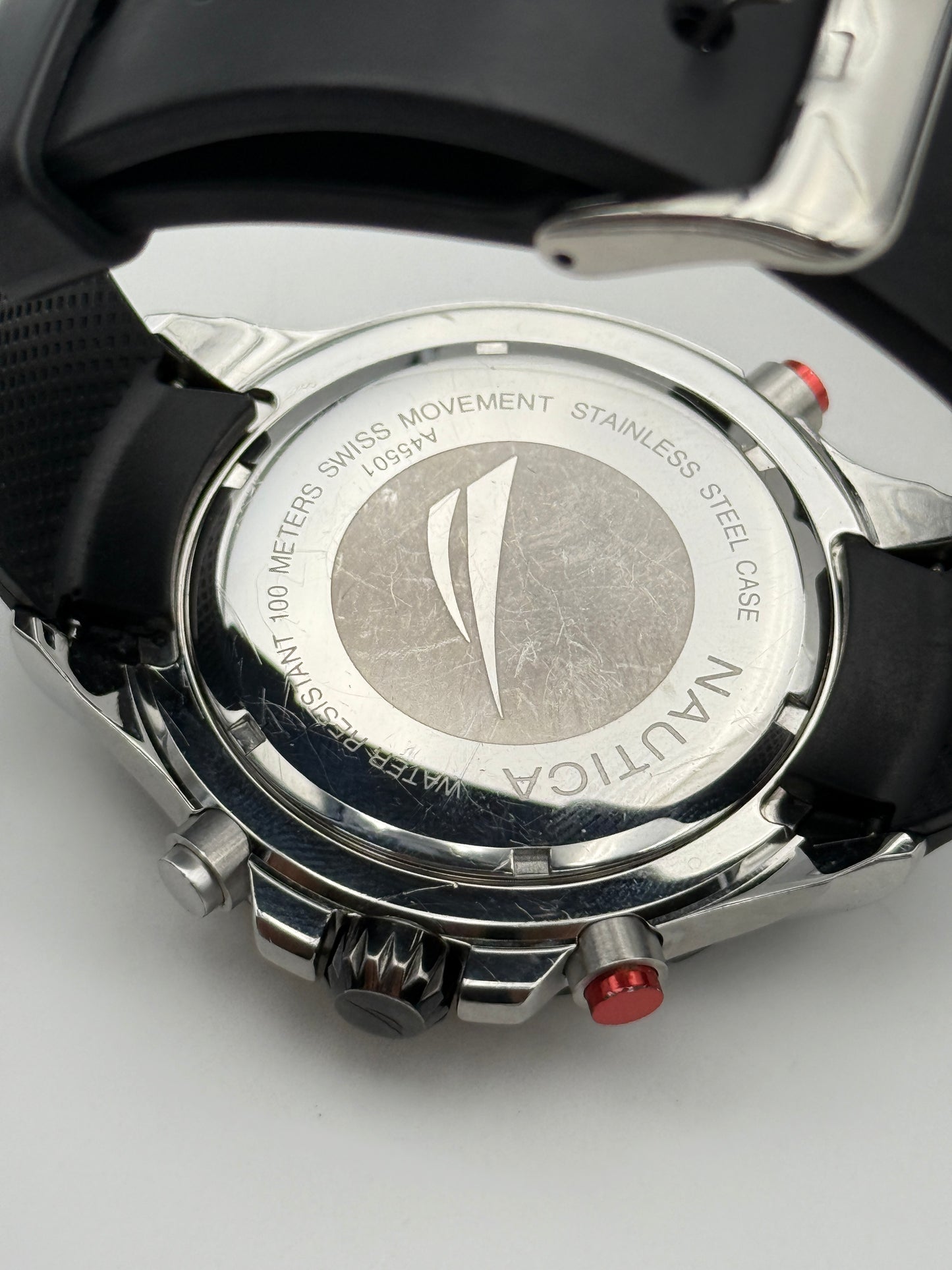 nautica yatching 100mt a45501 swiss made alarm 50mm