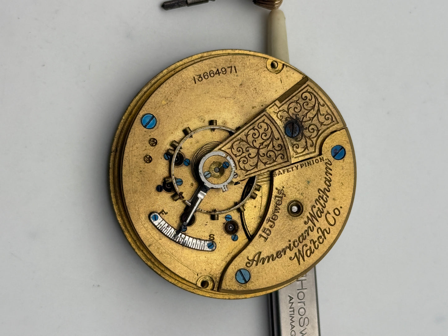 waltham american watch co 45.5mm pocket watch movement movimento