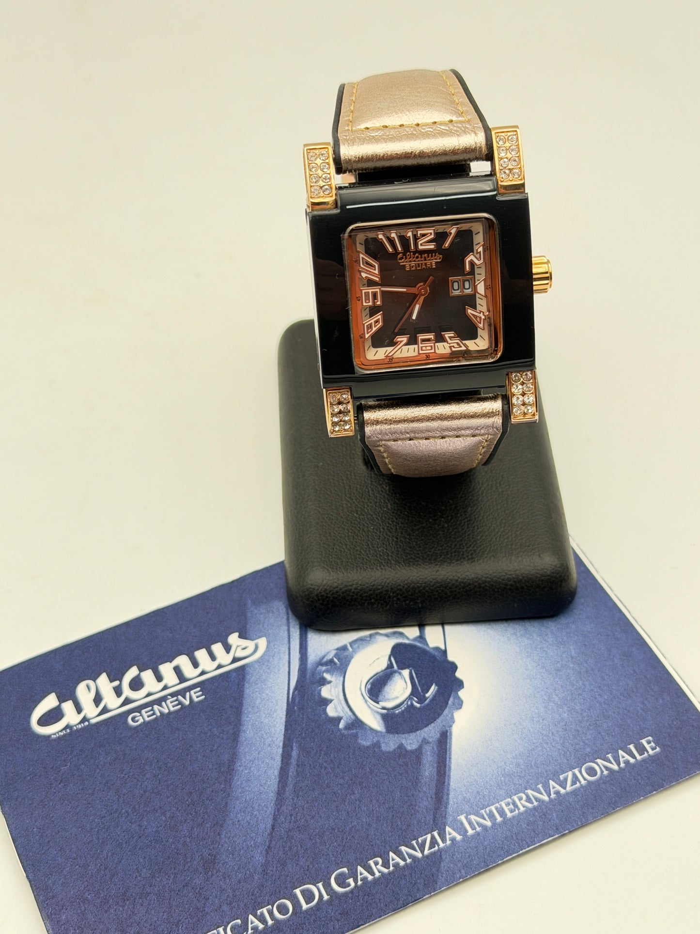 altanus square 16100 34mm quartz nos watch