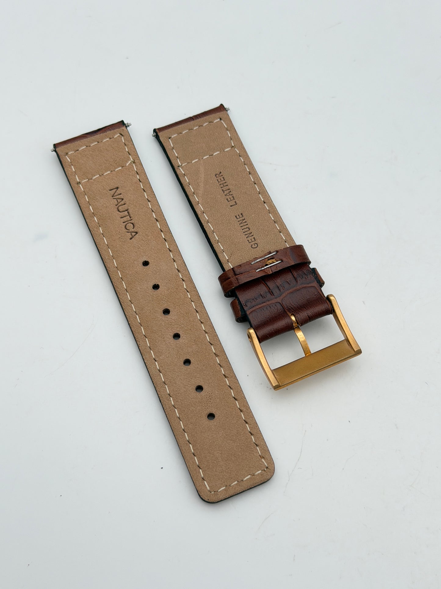 nautica 22mm cinturino strap pelle leather