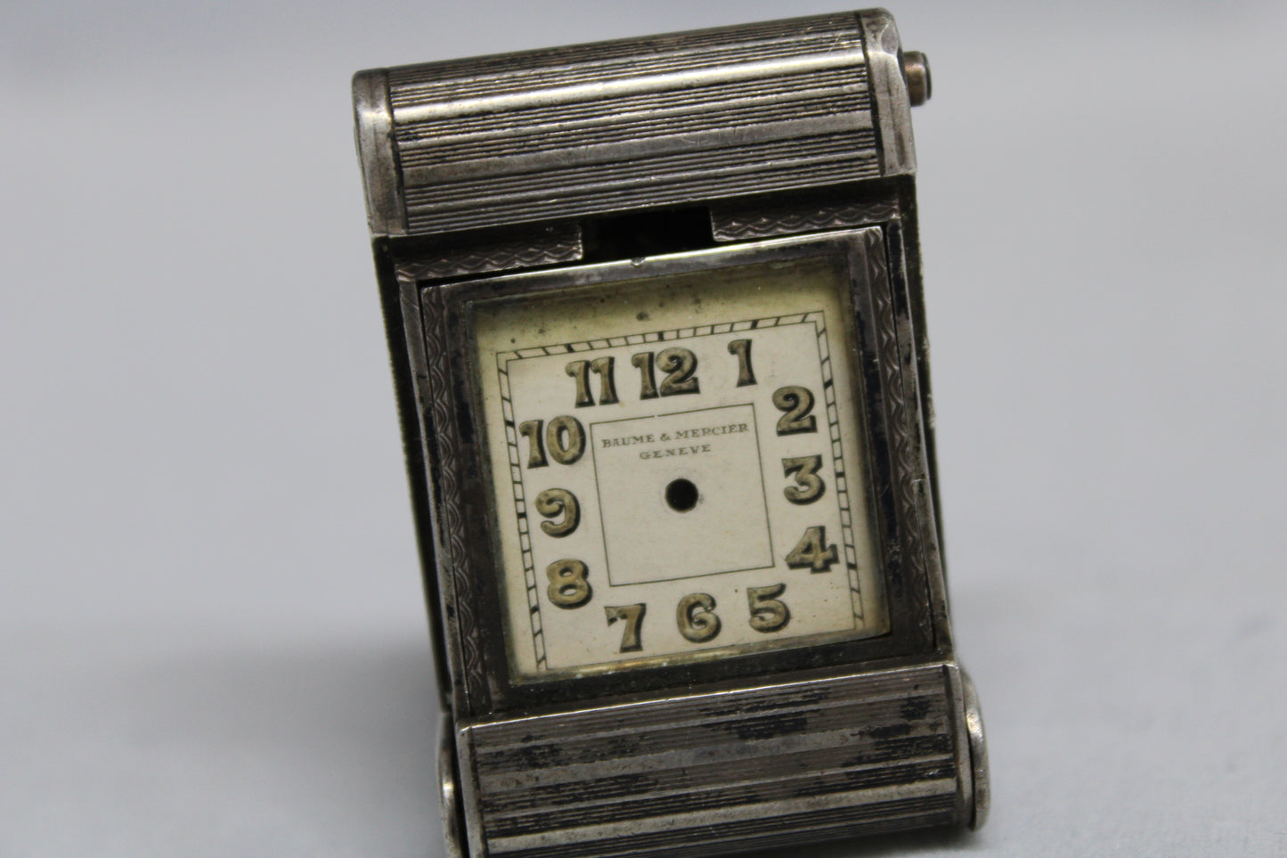 Baume & Mercier art decò pocket watch clock cassa case silver