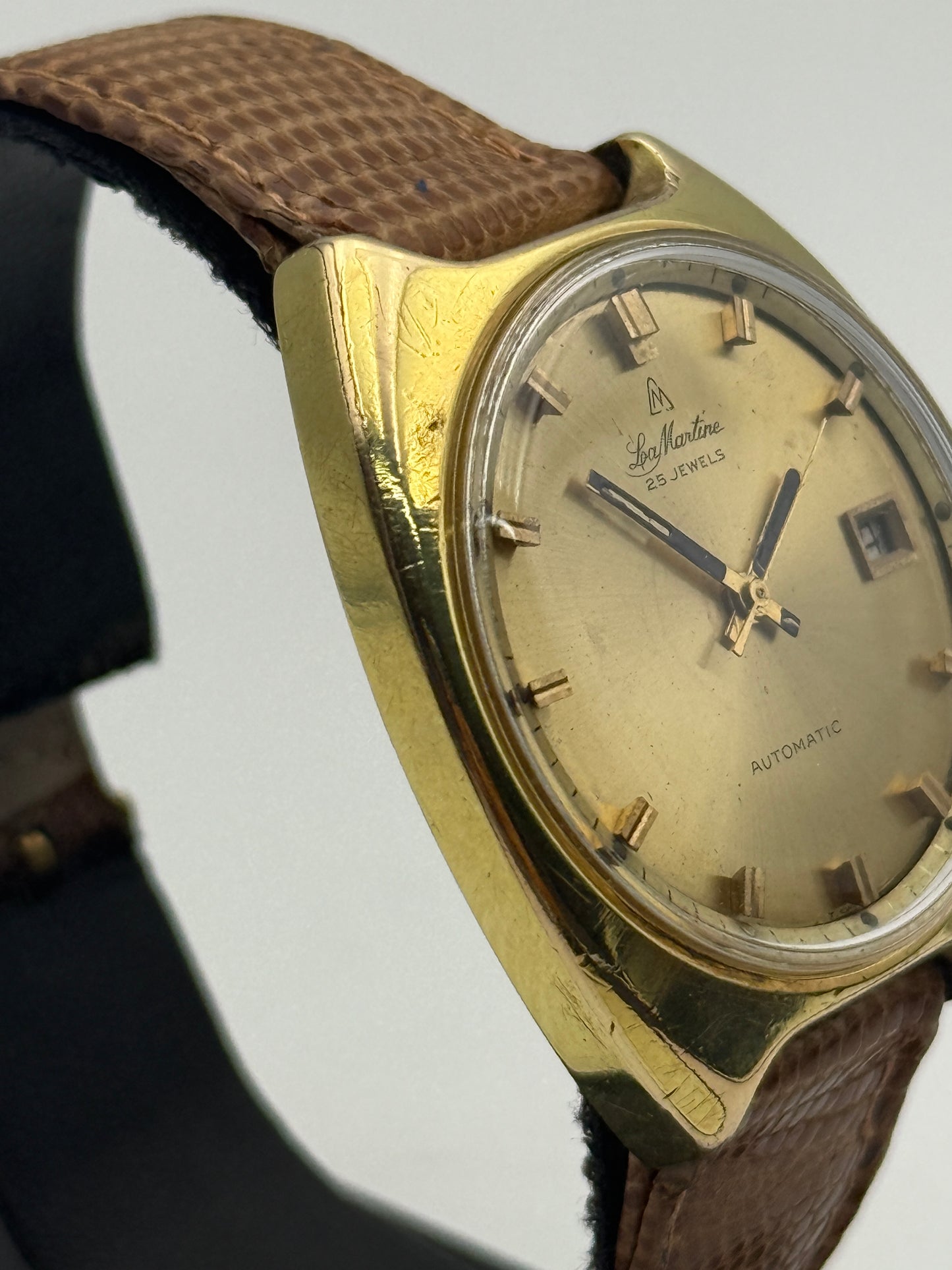 le martine diver automatic gold plated 11.272 brevet 36mm vintage