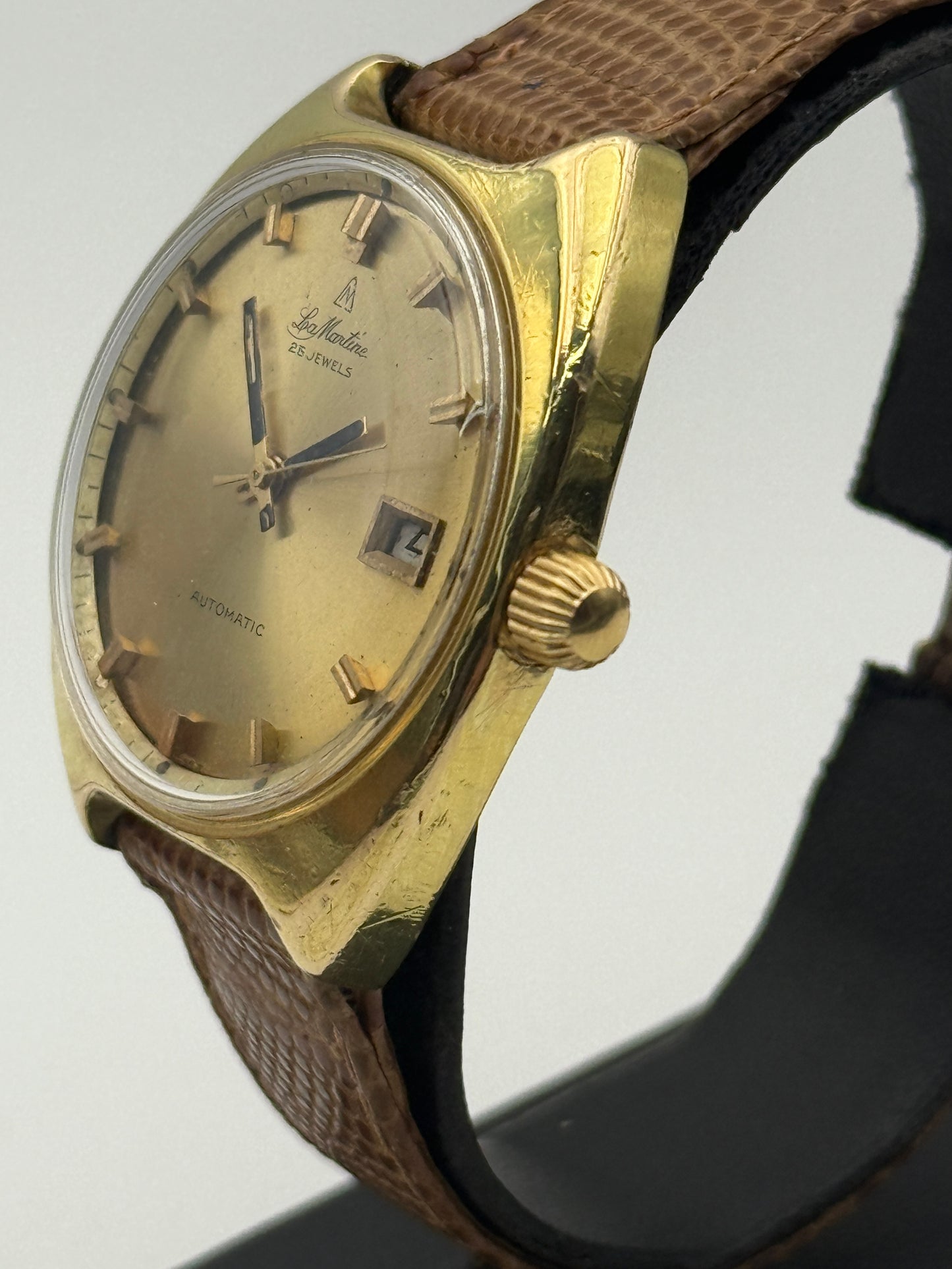 le martine diver automatic gold plated 11.272 brevet 36mm vintage