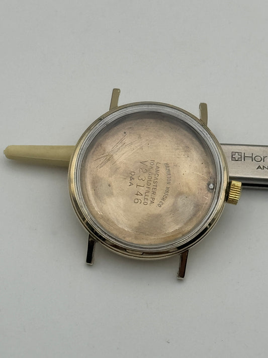 Hamilton 620 buren 1005 cassa case assigned pennsalt chemicals group 34mm microrotor lancaster v23146  lamined gold