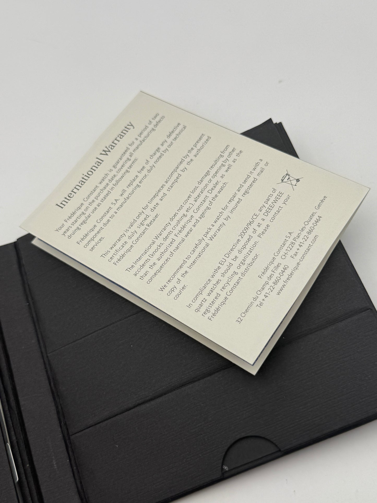 federique constant warranty booklet garanzia libretto bianca white automatic