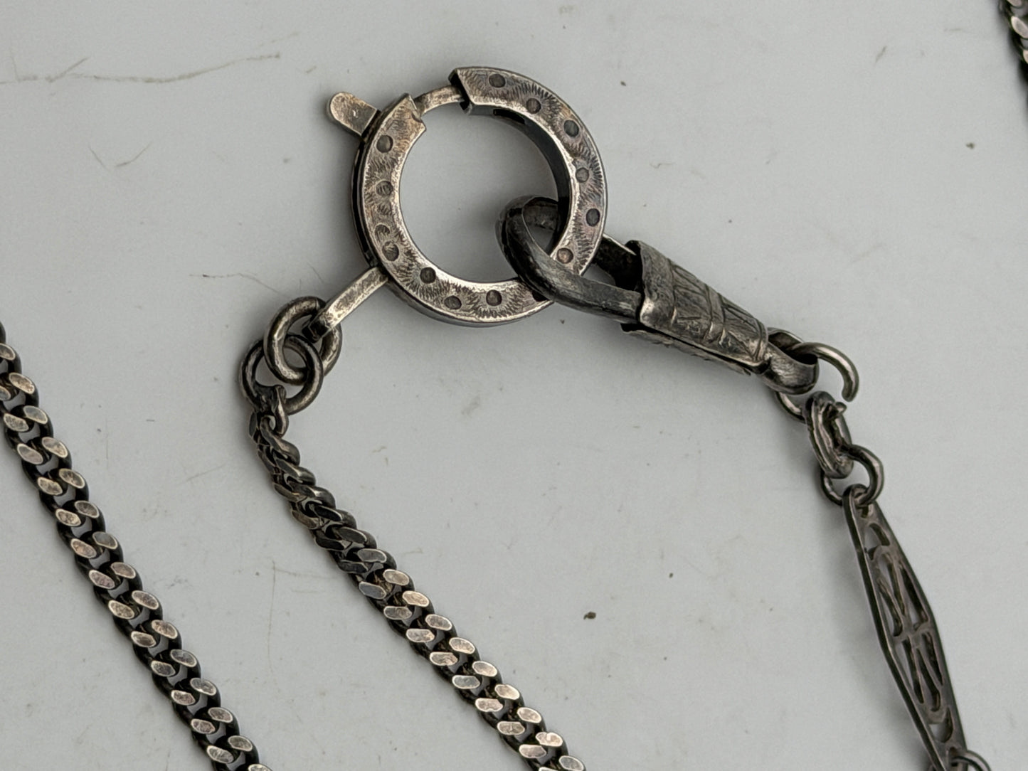 catena in argento 0,900 silver pocket watch chain orologio da tasca vintage