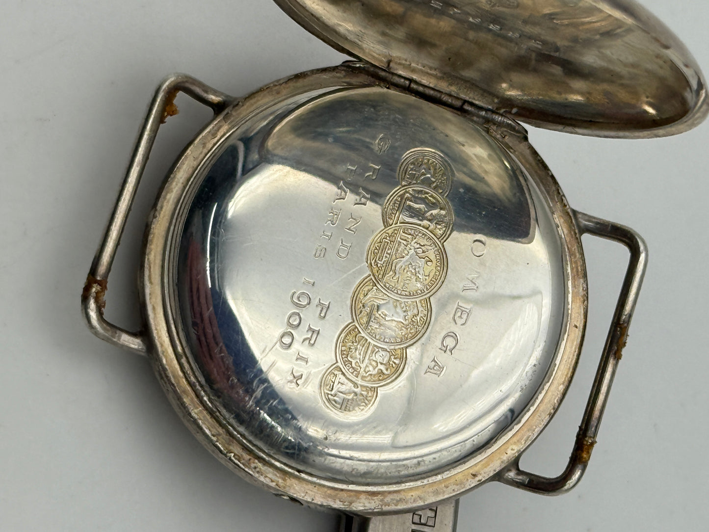 omega grand prix paris 1900 argento silver 935 36mm rare cassa case