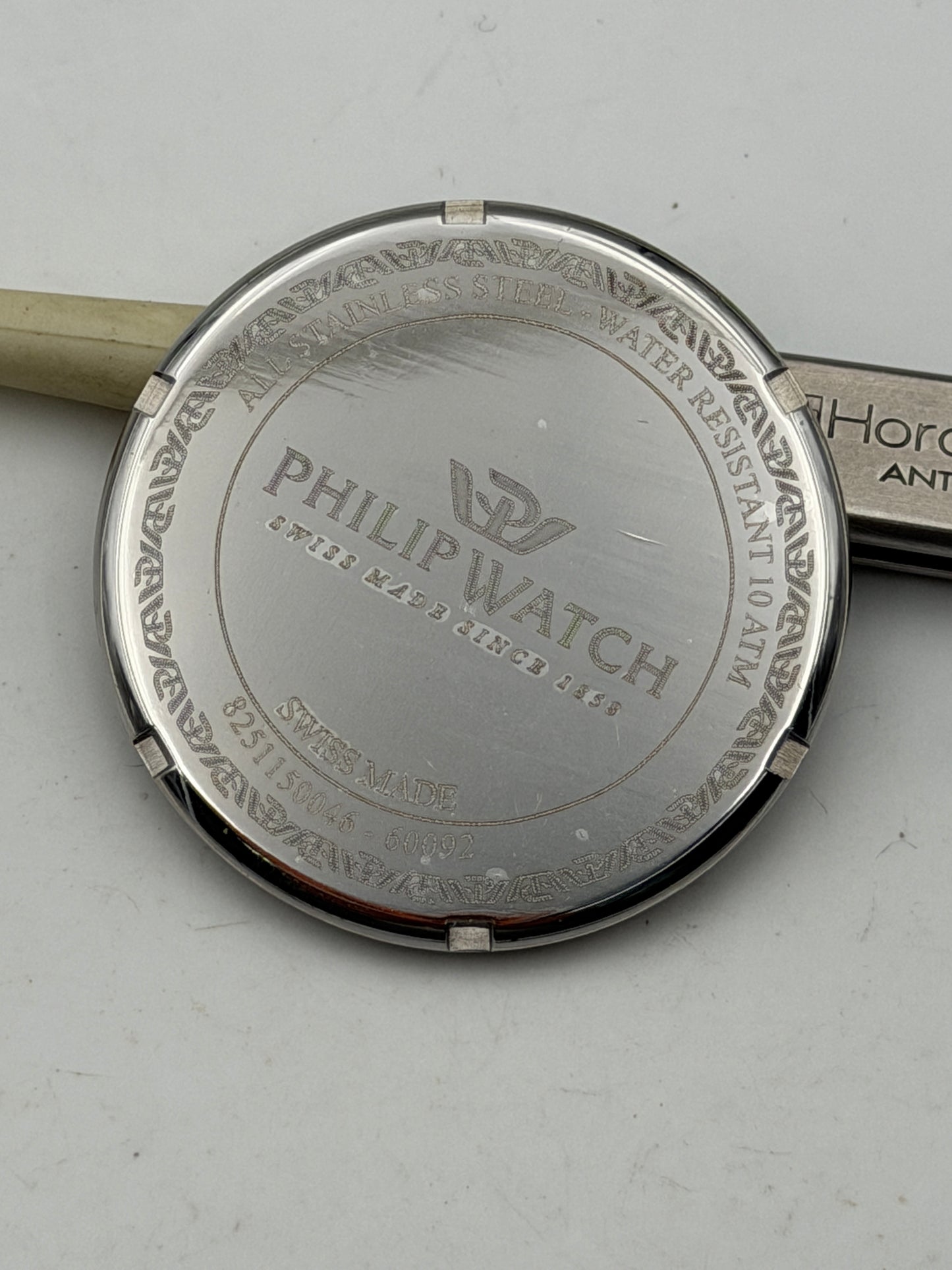 philip watch 8251150046-60092 35mm fondello caseback watch swiss made