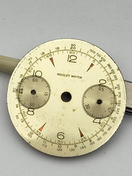 nicolet watch chrono landeron 39 35mm dial quadrante