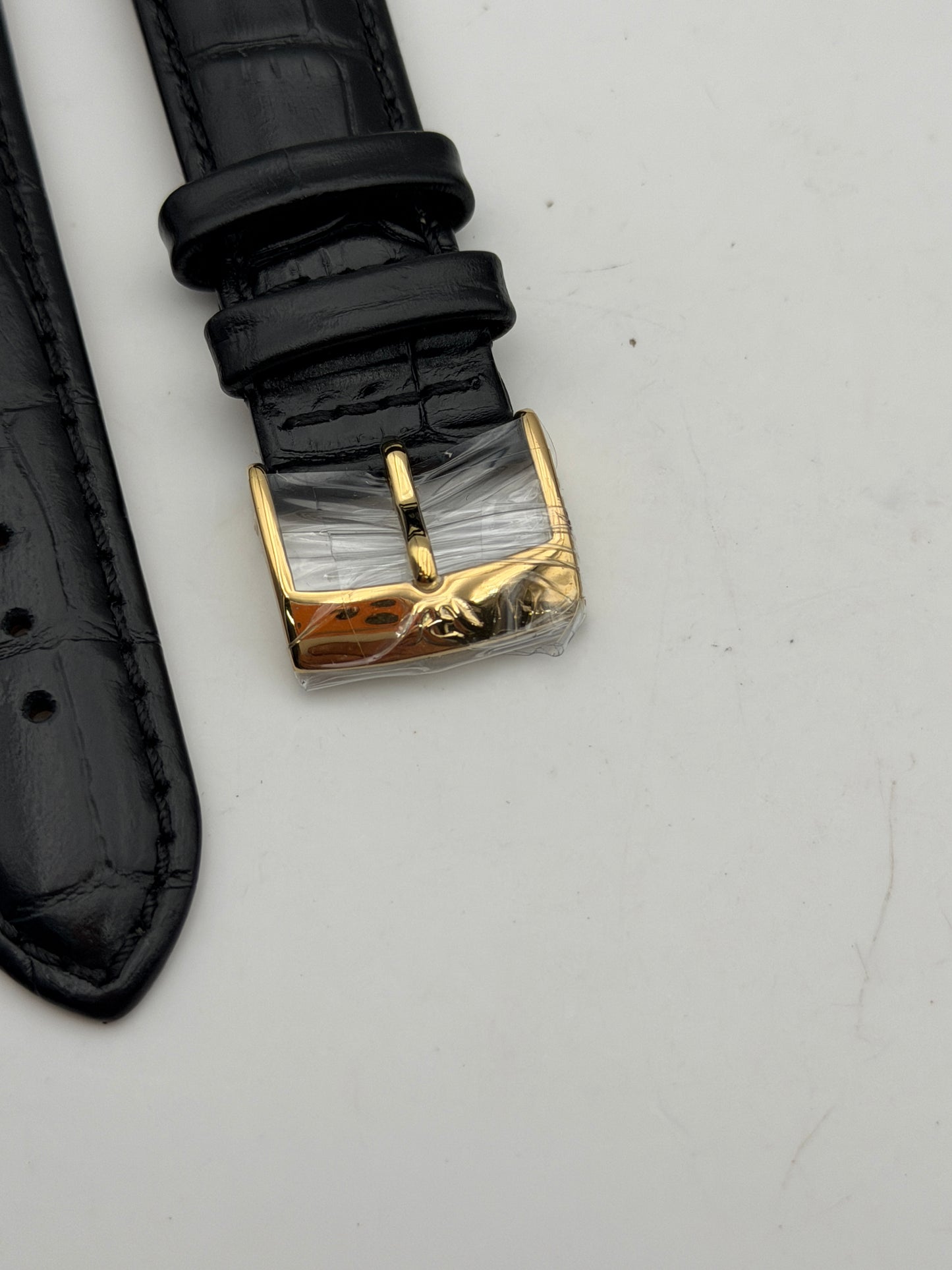 philip watch nero pelle 20mm dorato cinturino strap