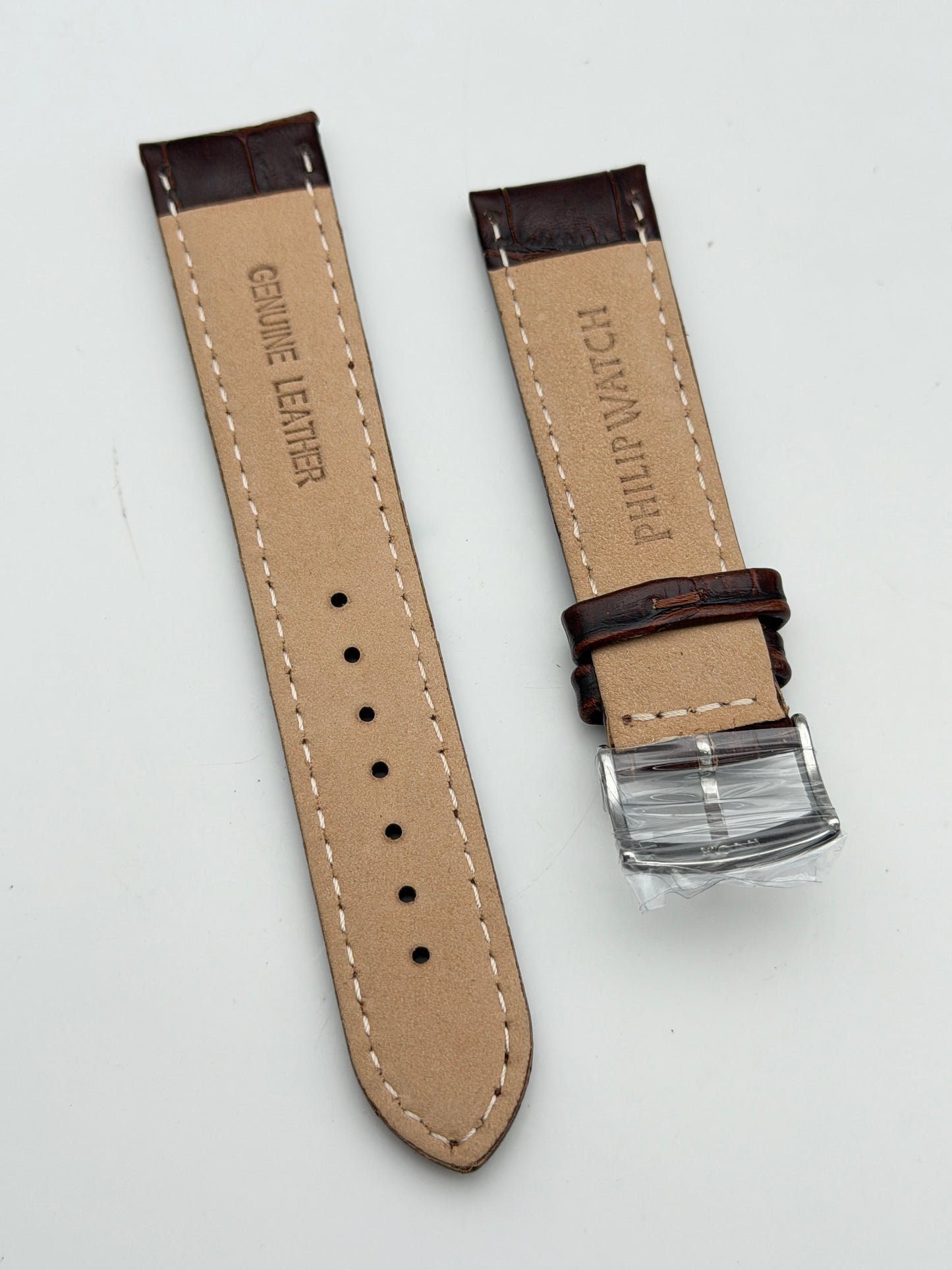 philip watch marrone acciaio 20mm pelle cinturino strap