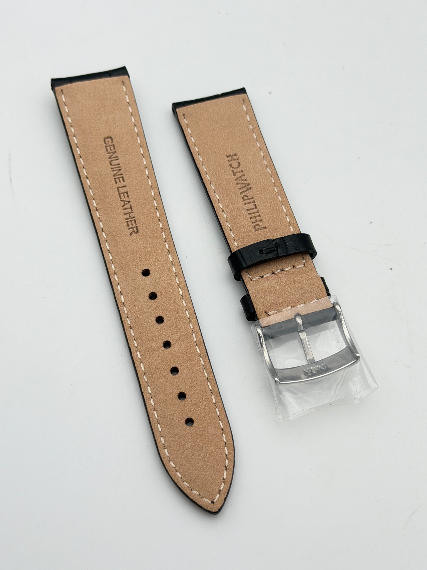 philip watch nero acciaio pelle 20mm cinturino strap