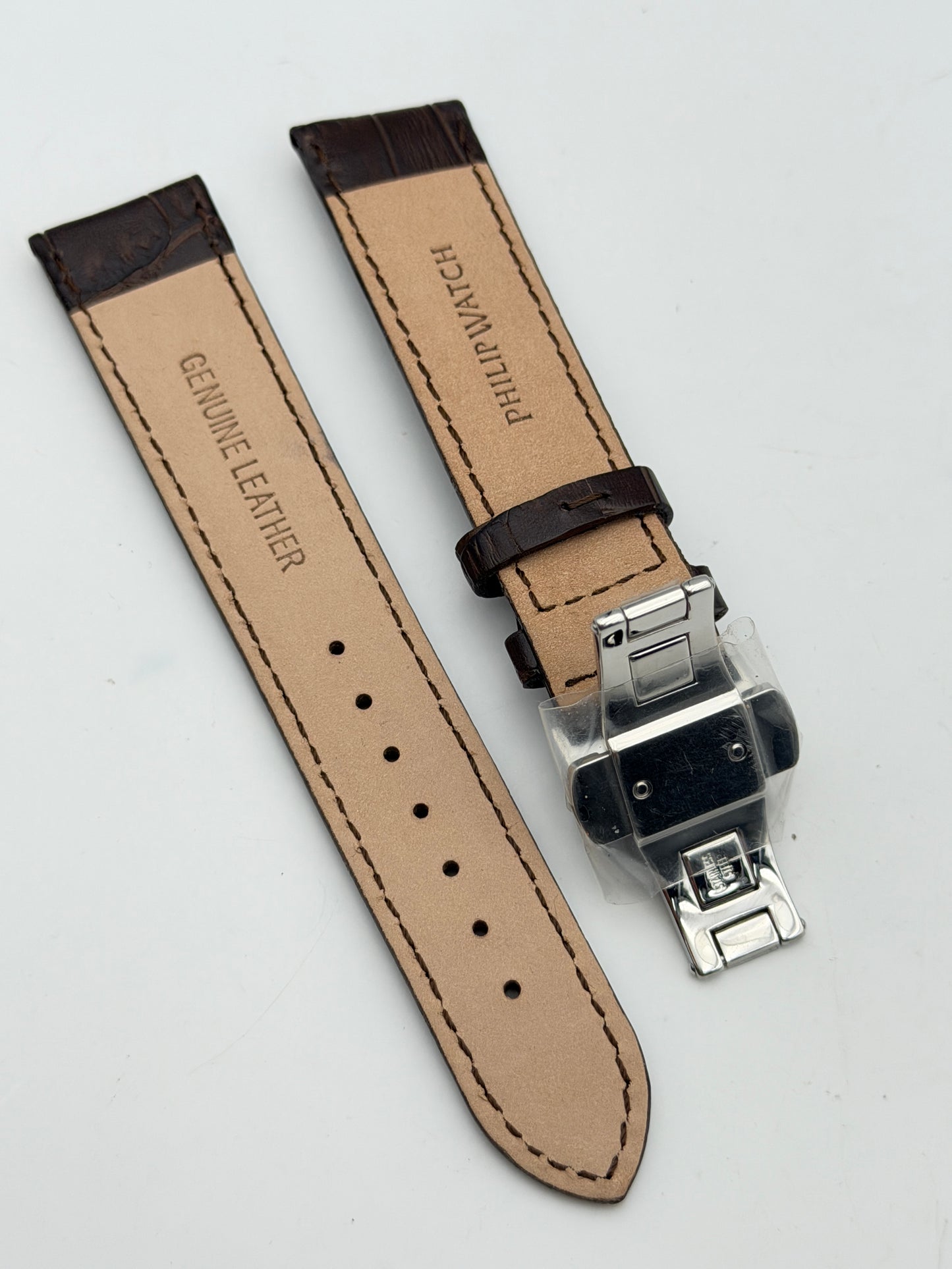 philip watch marrone deployante acciaio 20mm cinturino strap