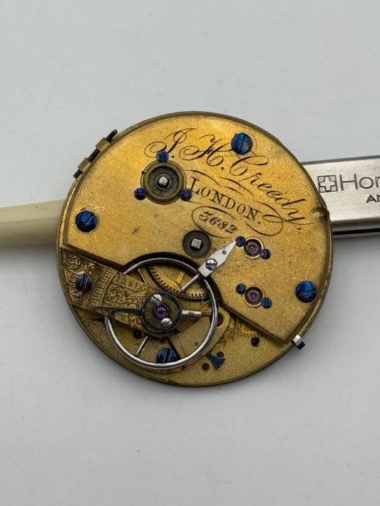 j.h.creedy london 3682 cilindro cylinder pocket watch movement movimento 32mm